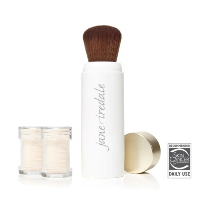 Jane Iredale Powder-Me SPF Dry Sunscreen Refillable Brush Translucent (Refillable Brush PLUS (2) Refills) 5g